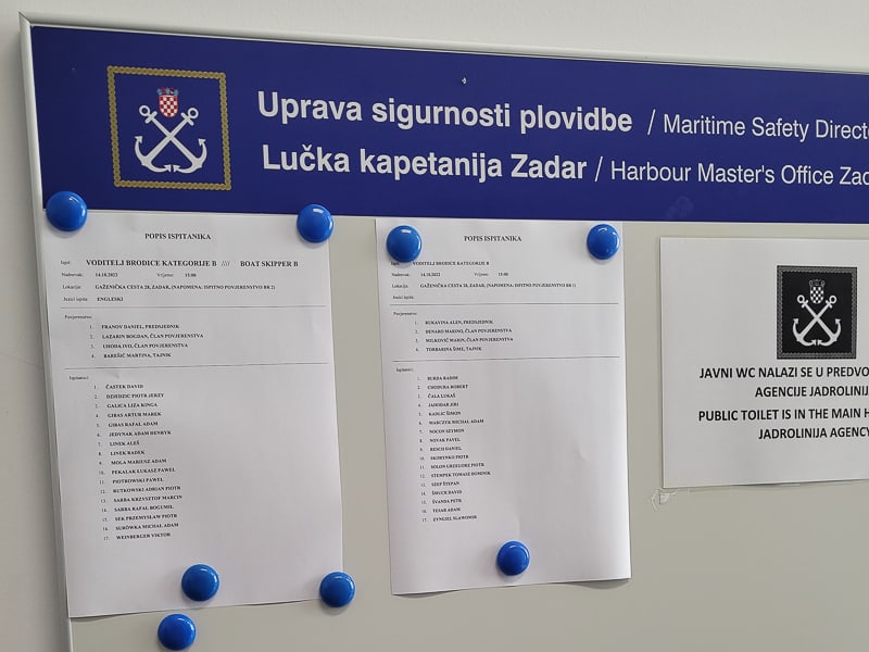 kapitanat Zadar tablica informacyjna