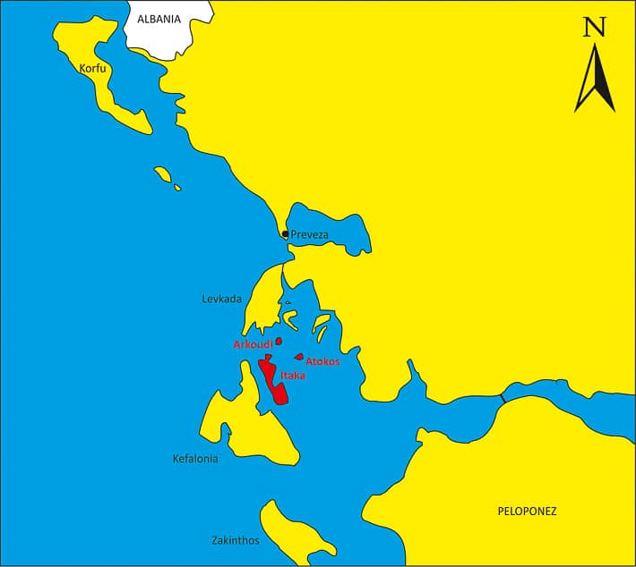 wyspy jońskie mapa itaka