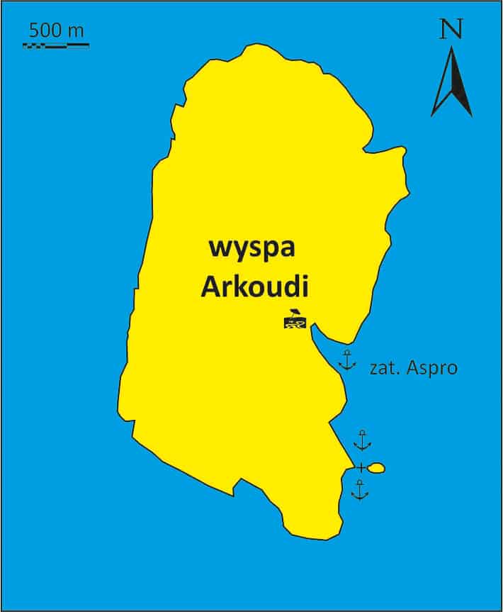 wyspa akoudi mapa