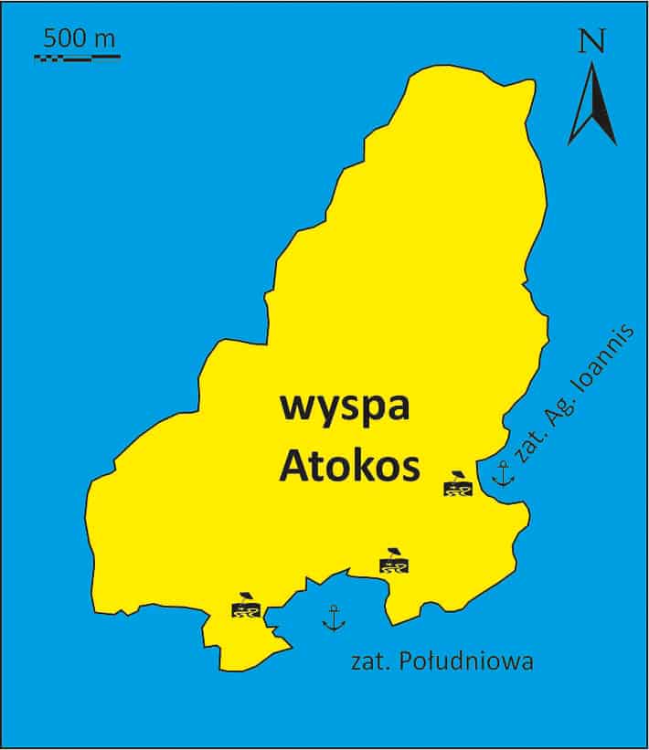 wyspa Atokos mapka