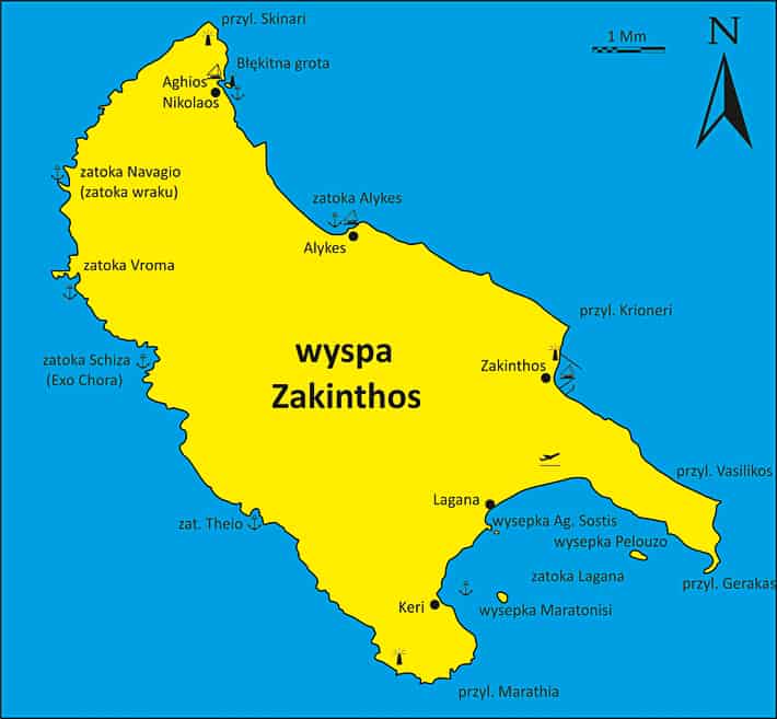 wyspa zakinthos mapka