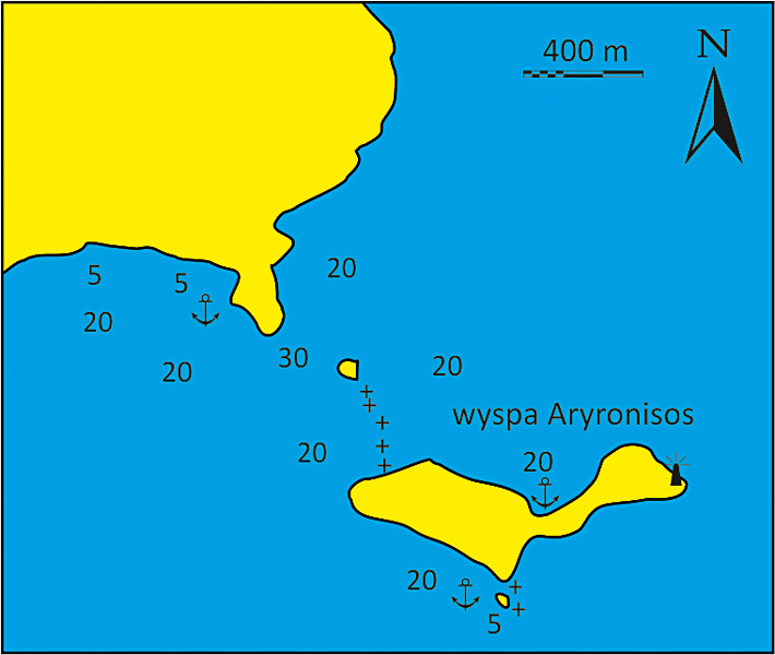 Wyspa Aryronisos mapka