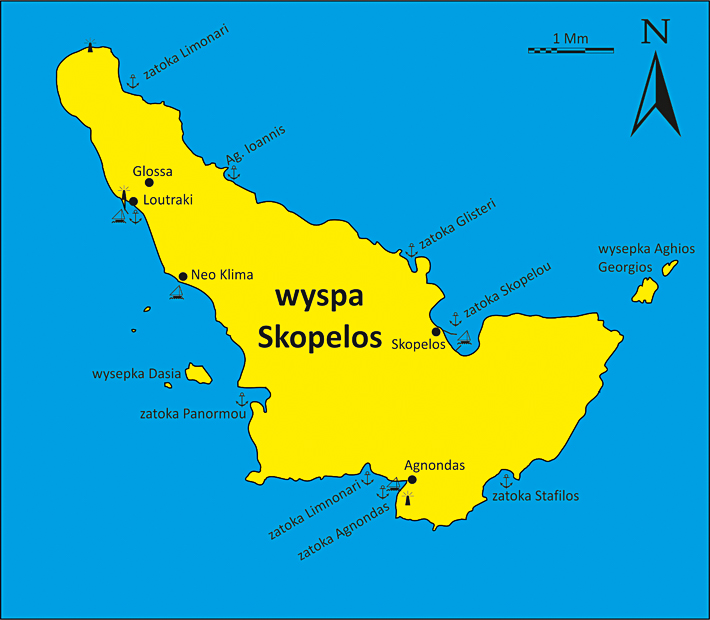 mapka wyspa Skopelos