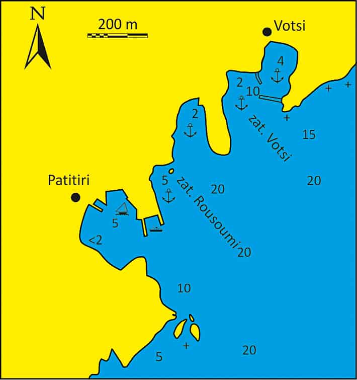 Alonnisos zatoki Patitiri Rousoumi Votsi mapka