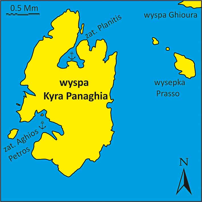wyspa Kyra Panaghia mapka