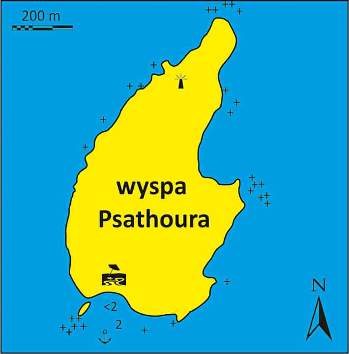 wyspa Psathoura mapka