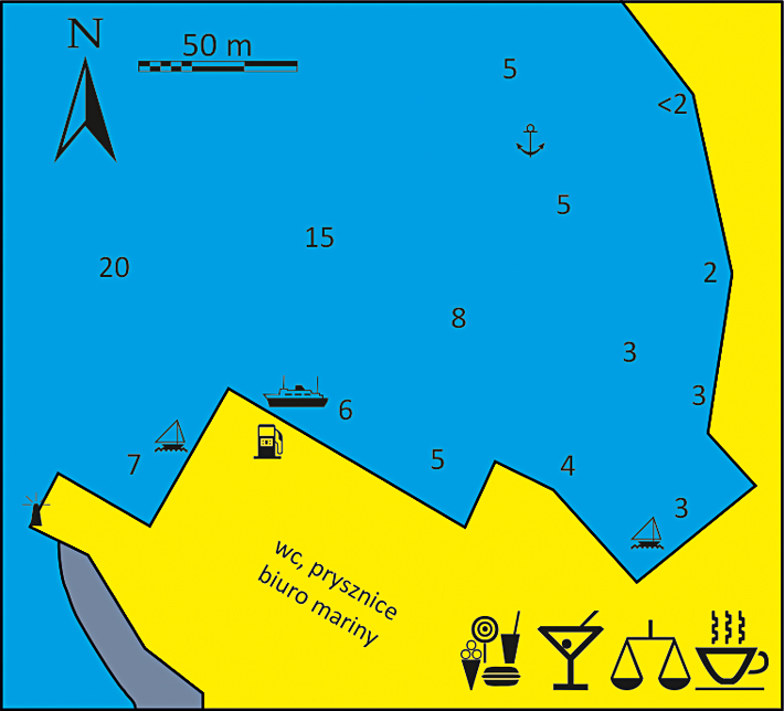 mapka portu Linari na wyspie Skyros