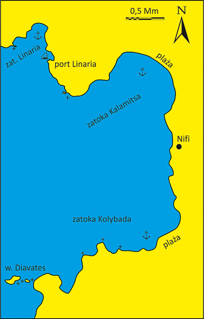 Zatoki Kalamitsa Kolybada mapka