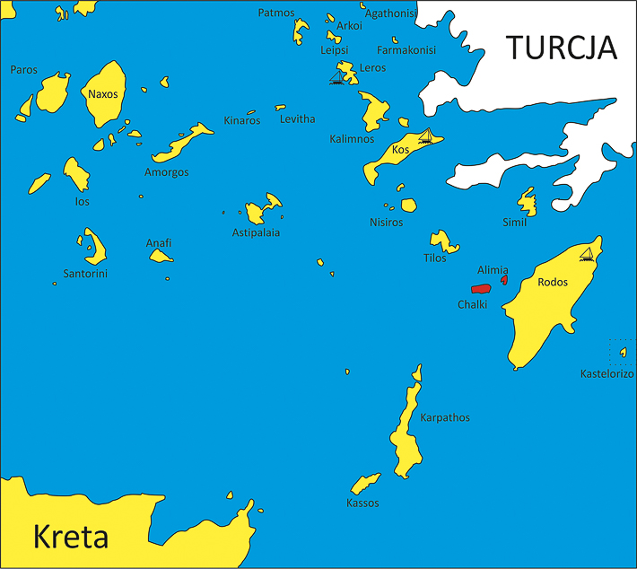 Dodekanez i wyspy Chalki i Alimia mapa
